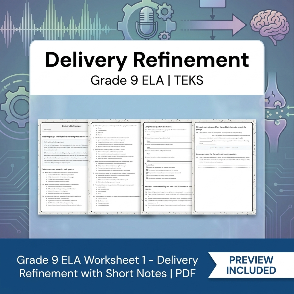 Grade 9 Spoken Language Evaluation & Discussion ELA Lesson Bundle TEKS — included worksheet 2