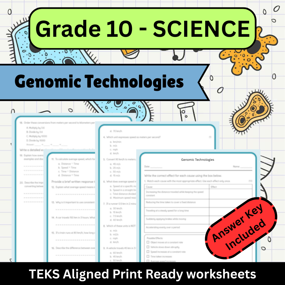 Grade 10 Science Worksheet Bundle | Genetics, Cells & Ecosystems TEKS Aligned — included worksheet 20