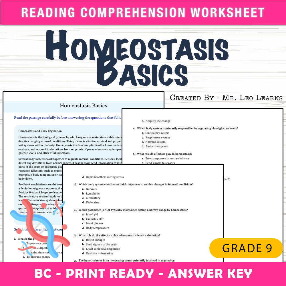 Grade 9 Science worksheet mcq paper worksheet — Grade 9 Science — Worksheet MCQ Paper for Mastering Homeostasis — page 1