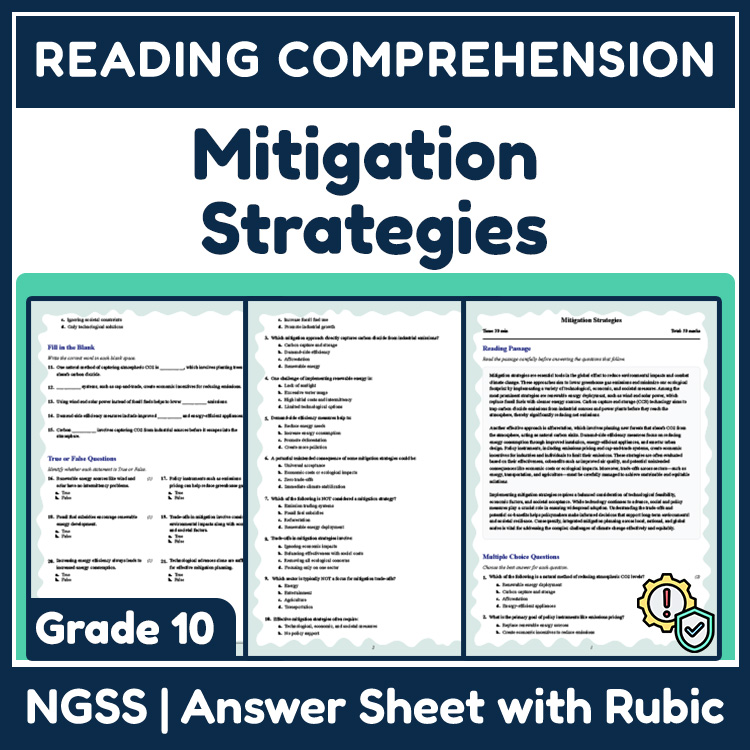 Grade 10 Science reading worksheets worksheet — 10th Grade Science | Mitigation Strategies Reading Worksheet with Answer K…