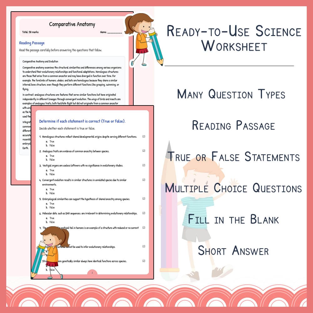 Grade 10 Science worksheet elena worksheet — Grade 10 Science | Comparative Anatomy Worksheet | TEKS Aligned — page 2