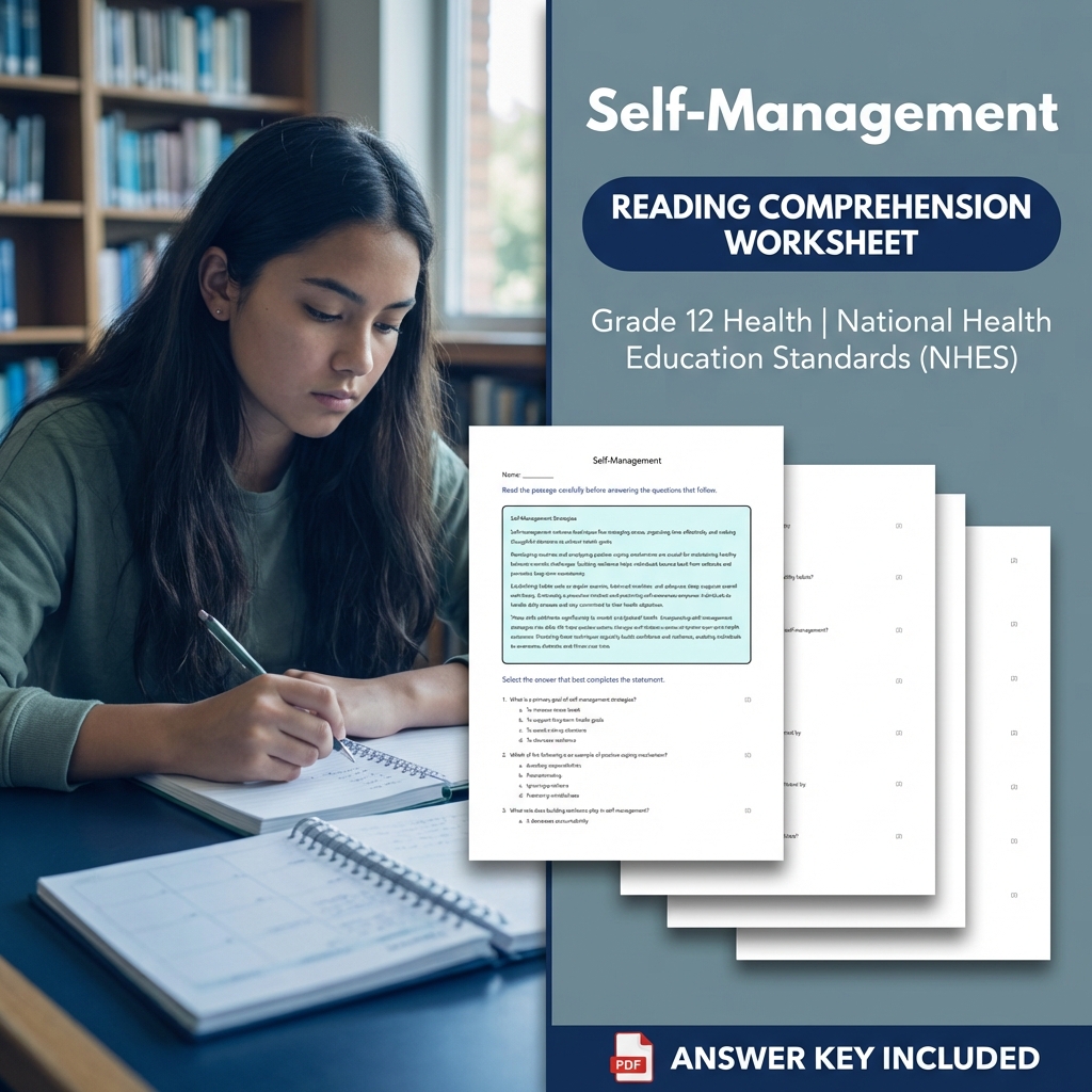 Self-Management Worksheet | NHES Grade 12 Health Assessment