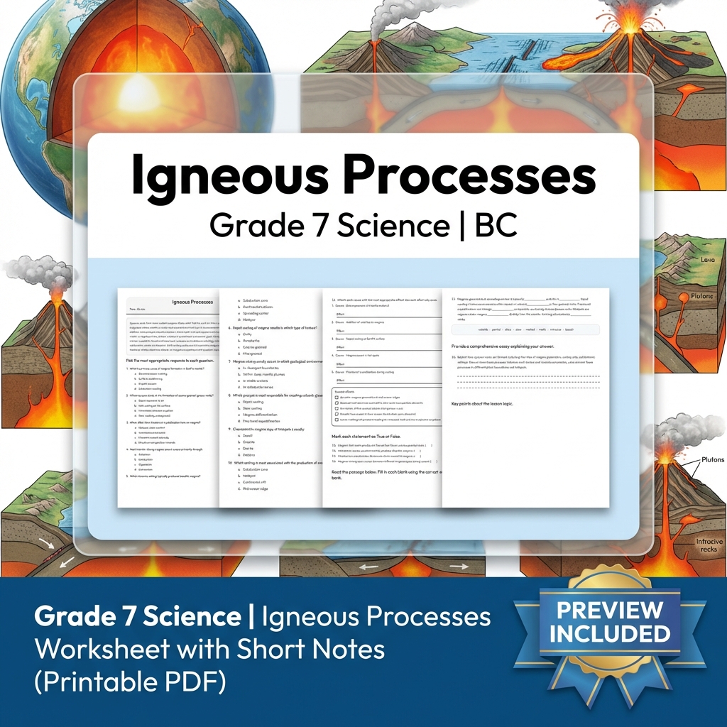 Grade 7 Science Full Year Bundle Ecosystems, Cells & Earth Processes Worksheets — included worksheet 18