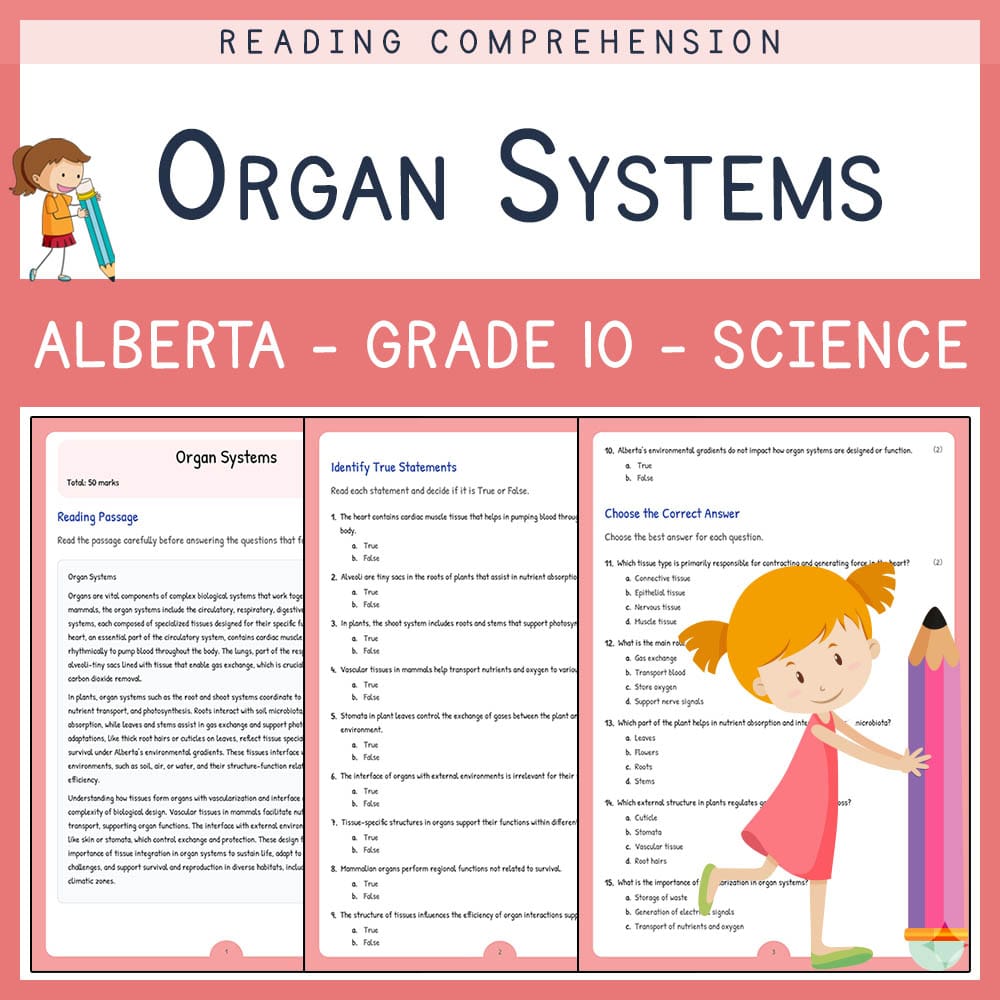 Grade 10 Science worksheet elena worksheet — Grade 10 Science | Organ Systems Worksheet | Alberta Standards — page 1