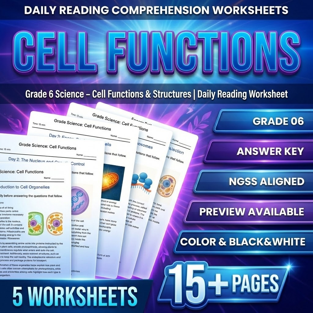 Grade 6 Science – Cell Functions & Structures | Daily Reading Worksheet