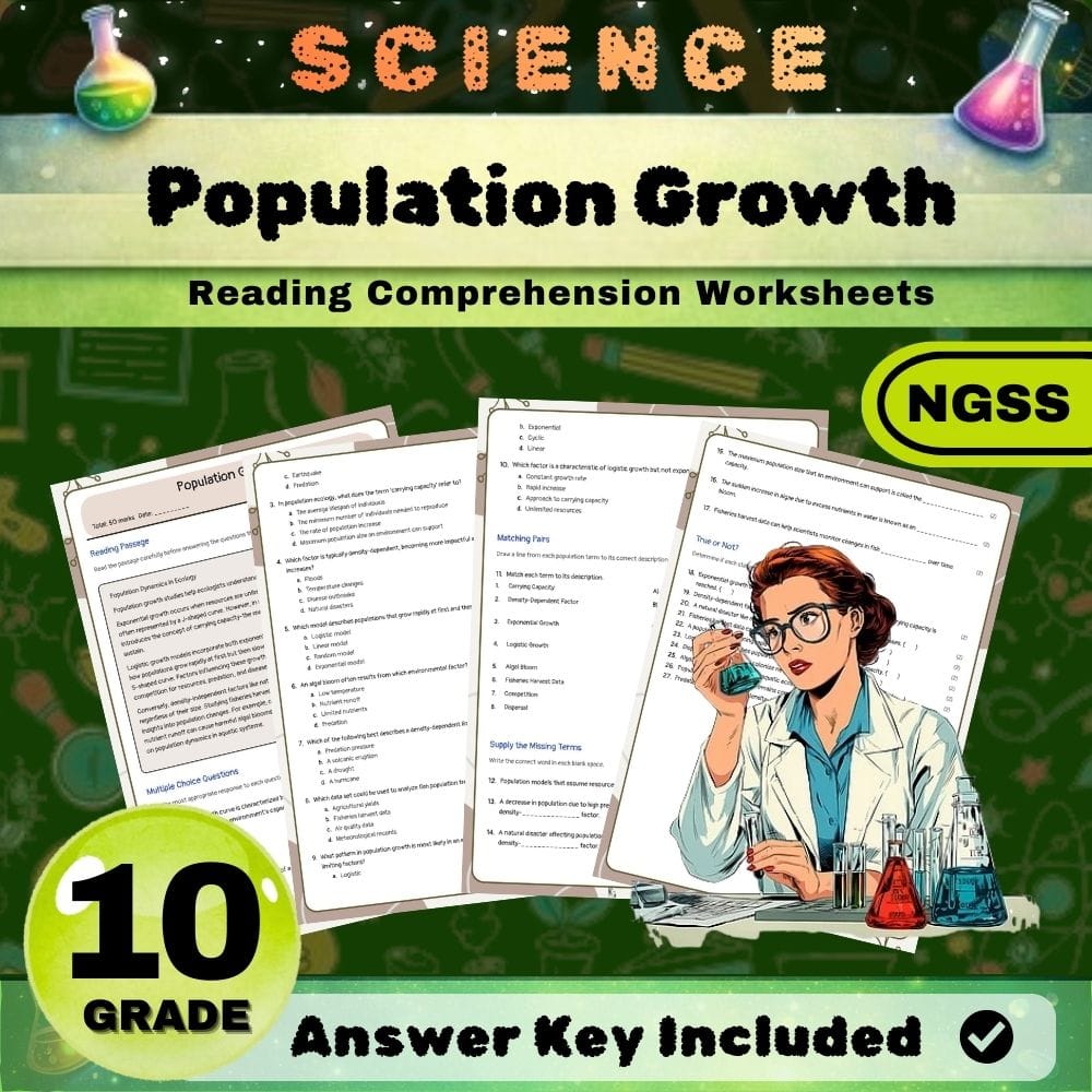 Grade 10 Science NGSS Bundle | Worksheets for Earth, Life & Physical Sciences — included worksheet 17