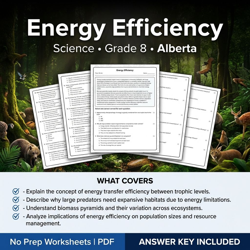 Energy Efficiency Worksheet | Grade 8 Science Standard Alberta