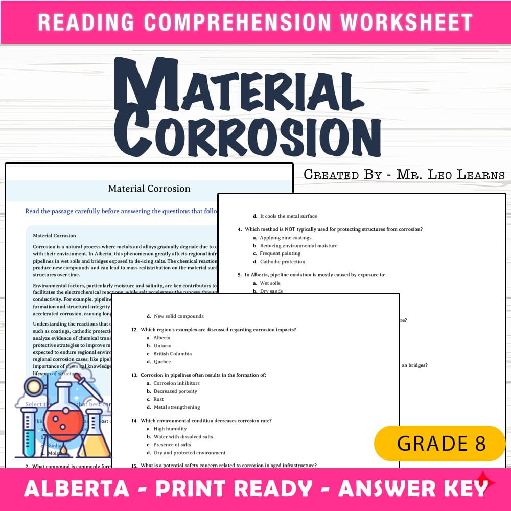 Grade 8 Science worksheet mcq paper worksheet — Grade 8 Science — Worksheet MCQ Paper for Mastering Material Corrosion — p…