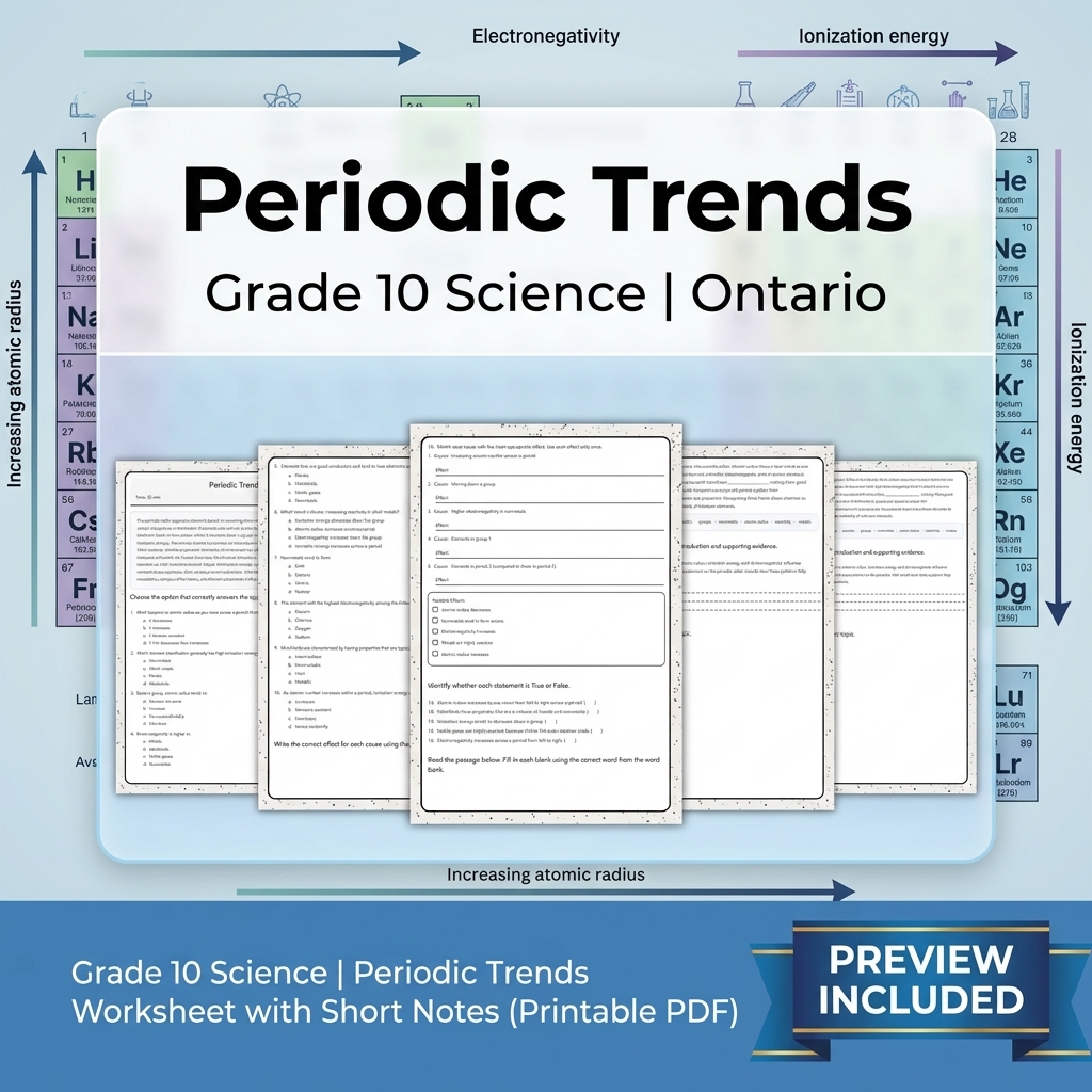 Grade 10 Science Lesson Group Bundle with Ontario Framework — included worksheet 2