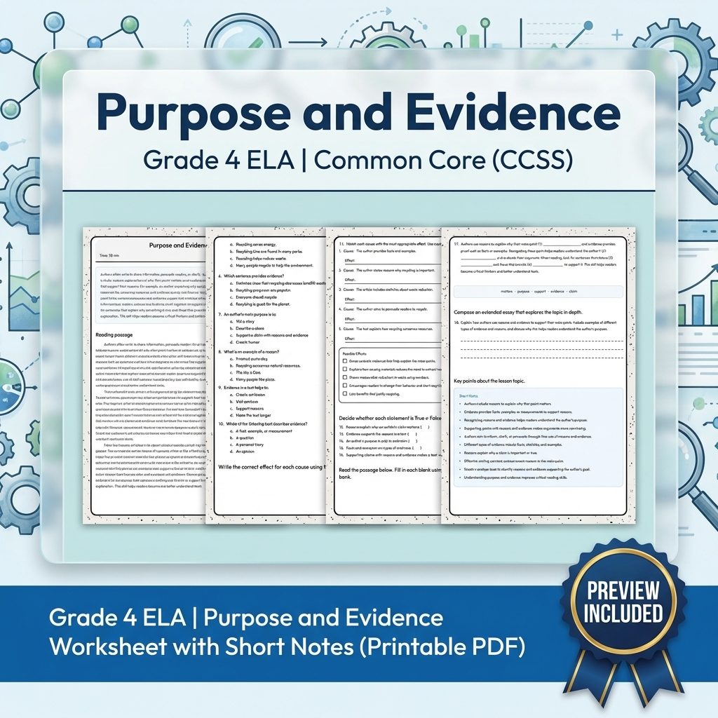 Grade 4 Text Evidence and Structure ELA Lesson Bundle Aligned to CCSS — included worksheet 4