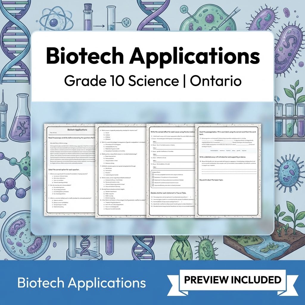 Grade 10 Science Lesson Group Bundle | Ontario Curriculum — included worksheet 5
