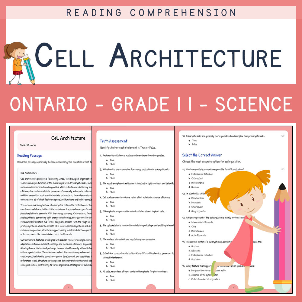 Grade 11 Science worksheet elena worksheet — Grade 11 Science Assessment | Cell Architecture Worksheet Elena | Ontario — p…