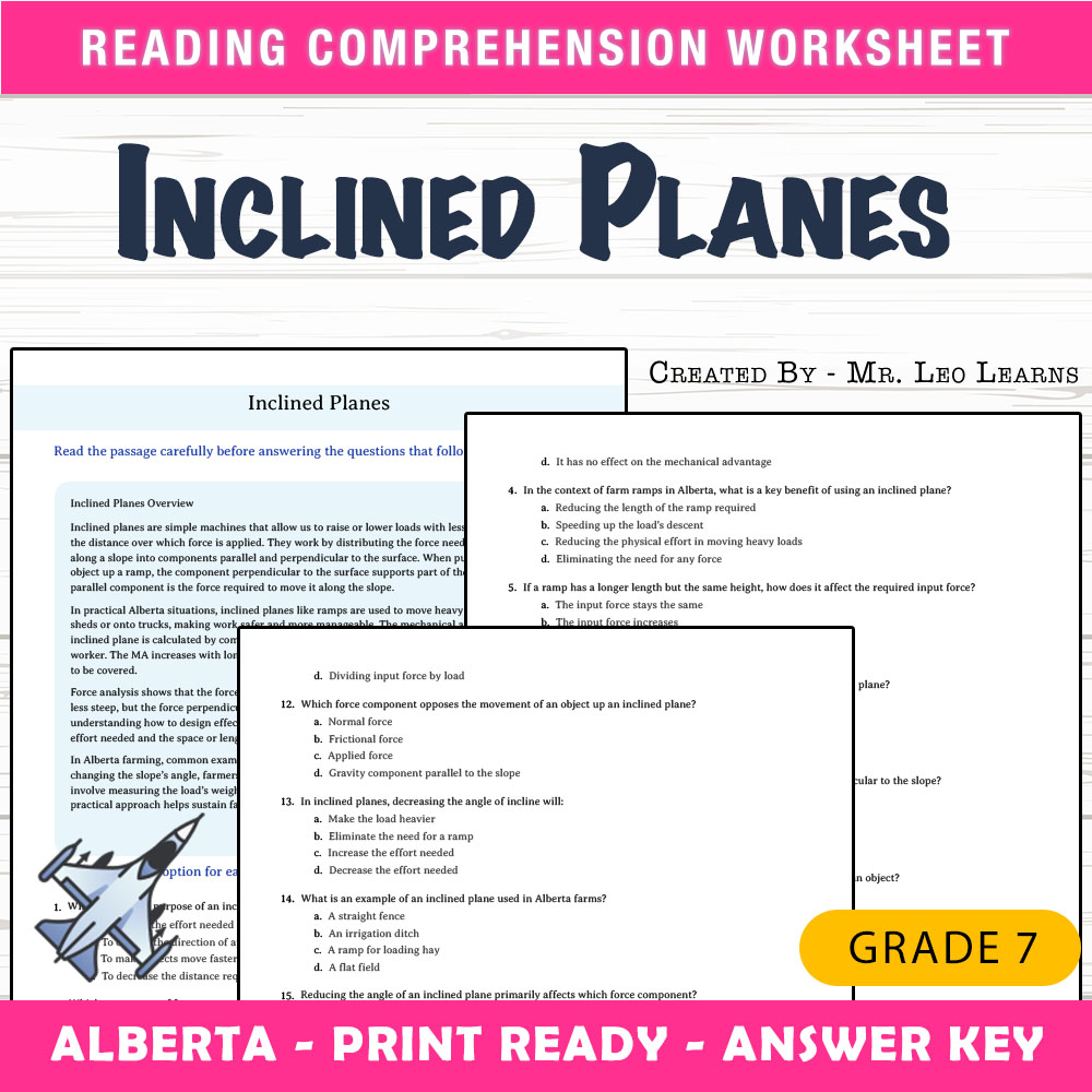 Grade 7 Science worksheet mcq paper worksheet — Grade 7 Science — Inclined Planes MCQ Worksheet for Mastering Simple Machi…