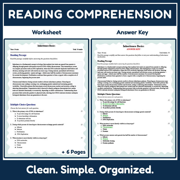Grade 9 Science reading worksheets worksheet — 9th Grade Science | Inheritance Basics Reading Worksheets (PDF + Answer Key…