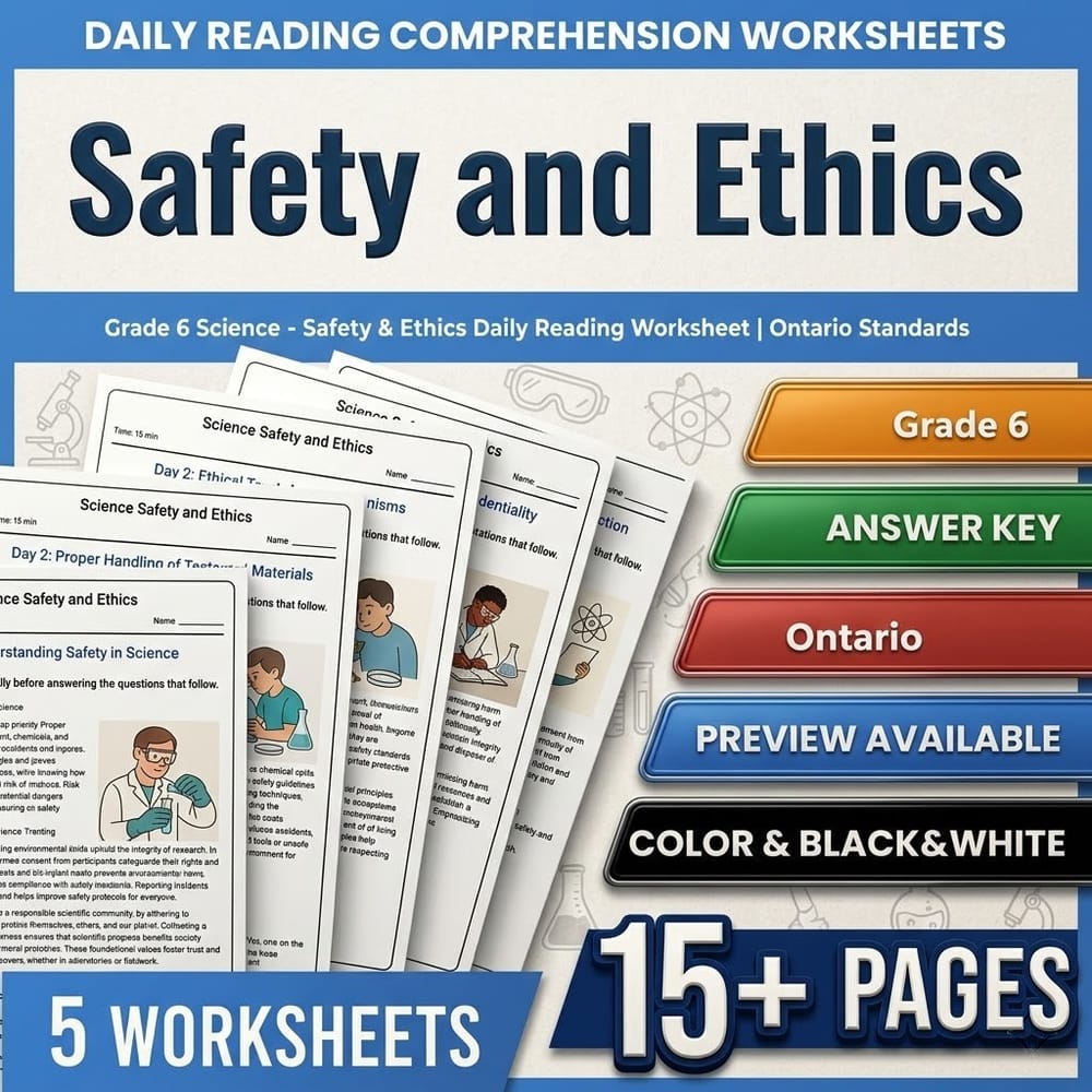 Science Grade 6 Daily Reading Worksheets Bundle | Ontario Framework — included worksheet 4