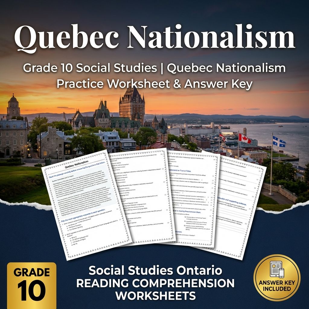 Grade 10 Social Studies | Quebec Nationalism Practice Worksheet & Answer Key
