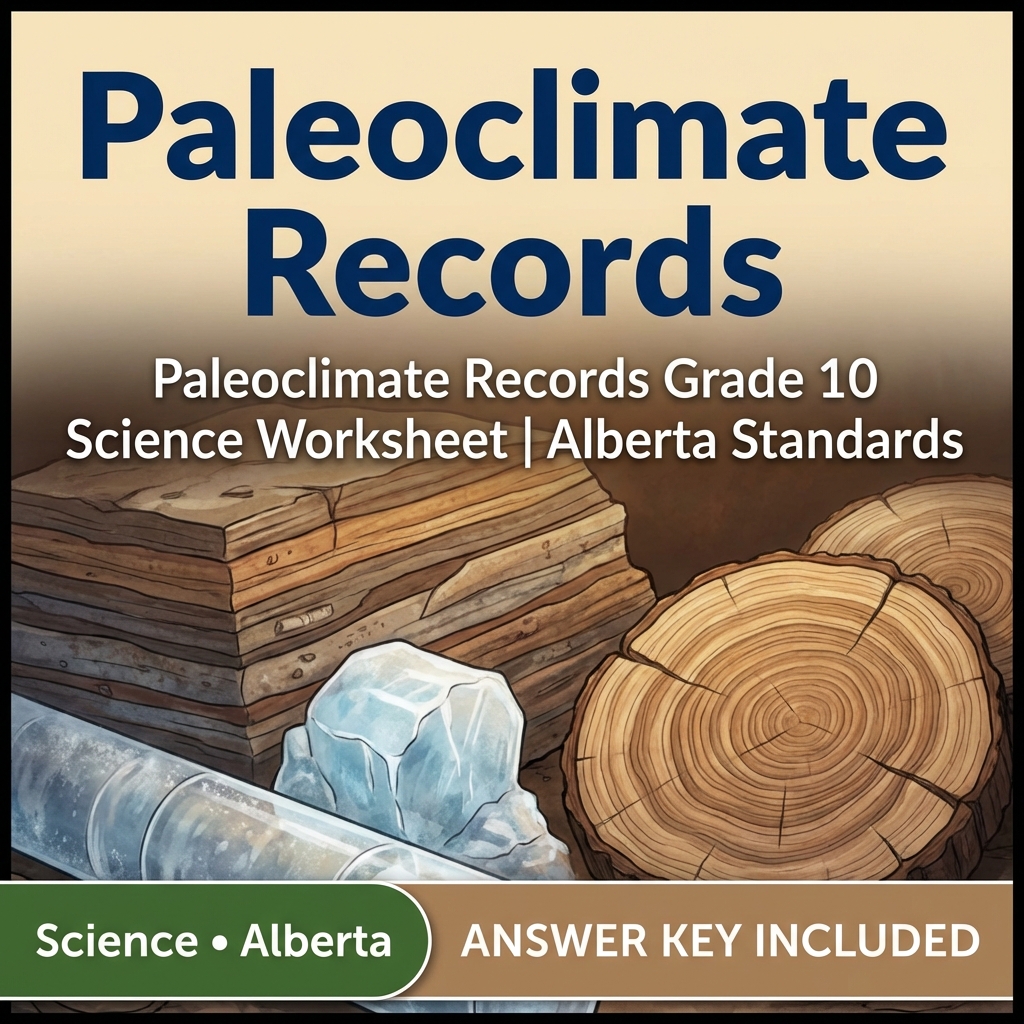 Paleoclimate Records Grade 10 Science Worksheet | Alberta Standards