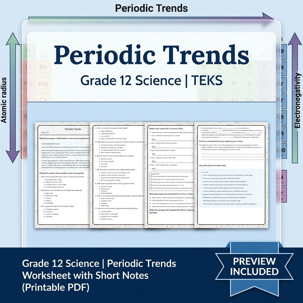 Grade 12 Science Unit Bundle | Atomic Structure, Thermochemistry & More  — included worksheet 4
