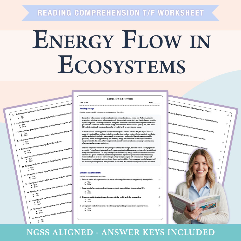 Grade 11 Science reading comprehensions true or false worksheet worksheet — 11th Grade Science | Energy Flow in Ecosystems…