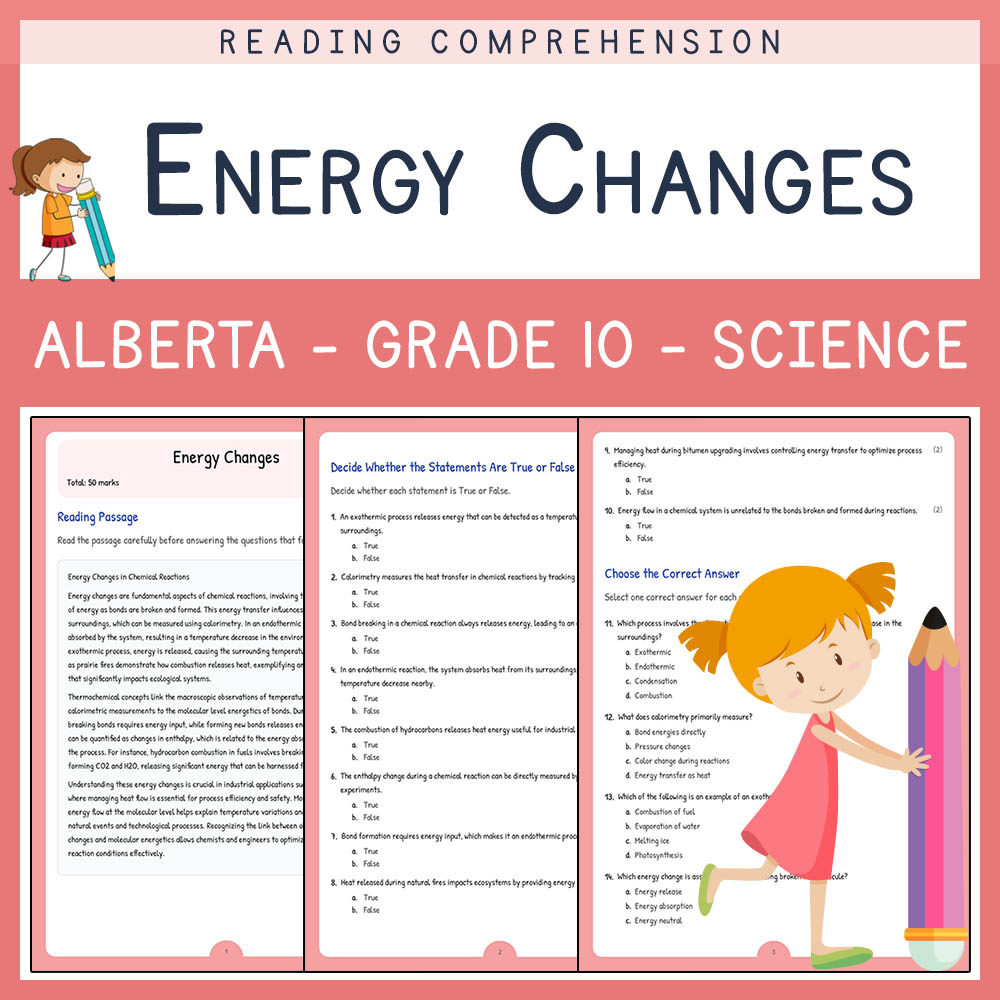 Grade 10 Science worksheet elena worksheet — Grade 10 Science | Energy Changes Worksheet | Alberta Aligned — page 1
