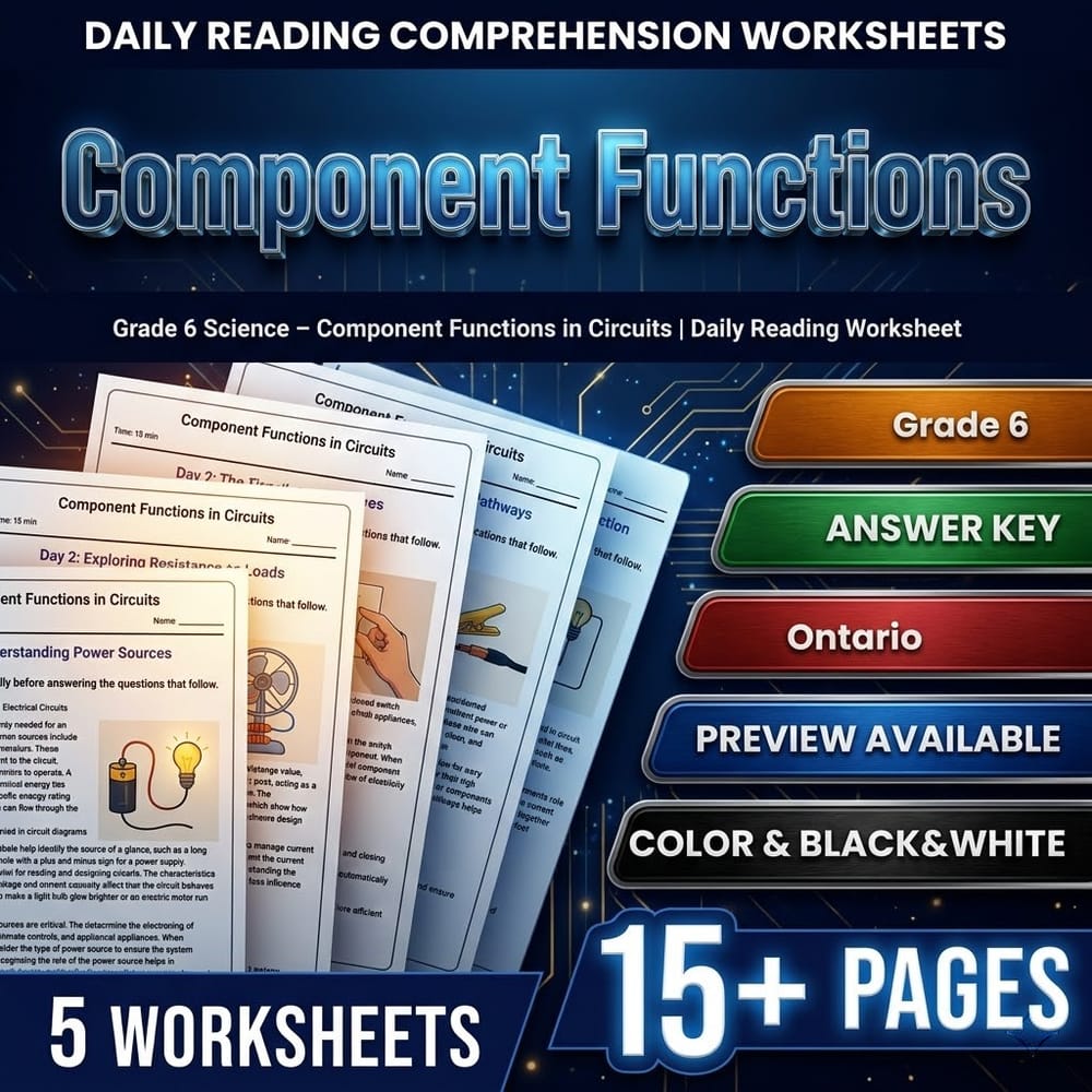 Grade 6 Science Full Year Bundle – Ontario Daily Reading Worksheets — included worksheet 18