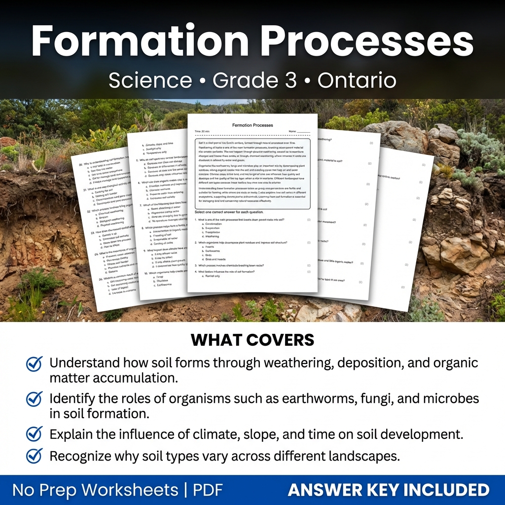 Formation Processes Worksheet | Science | Grade 3 | Ontario Standards