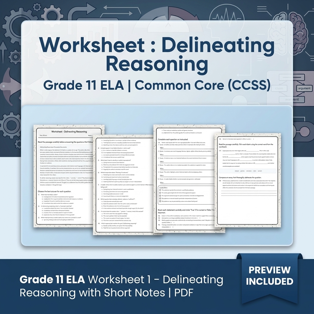 Grade 11 ELA Text Analysis and Writing Full-Year Bundle: Common Core (CCSS) — included worksheet 8