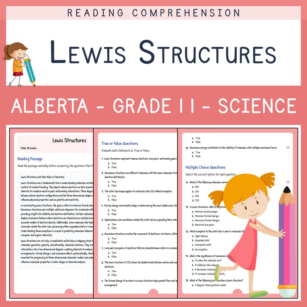 Grade 11 Science worksheet elena worksheet — Grade 11 Science | Lewis Structures Worksheet | Alberta Standards — page 1