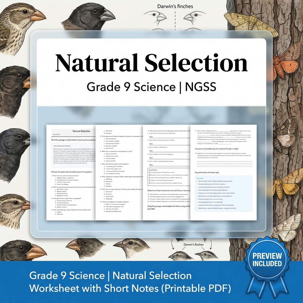 Grade 9 Science NGSS Worksheet Bundle – Comprehensive Year-Long Assessment Pack — included worksheet 17