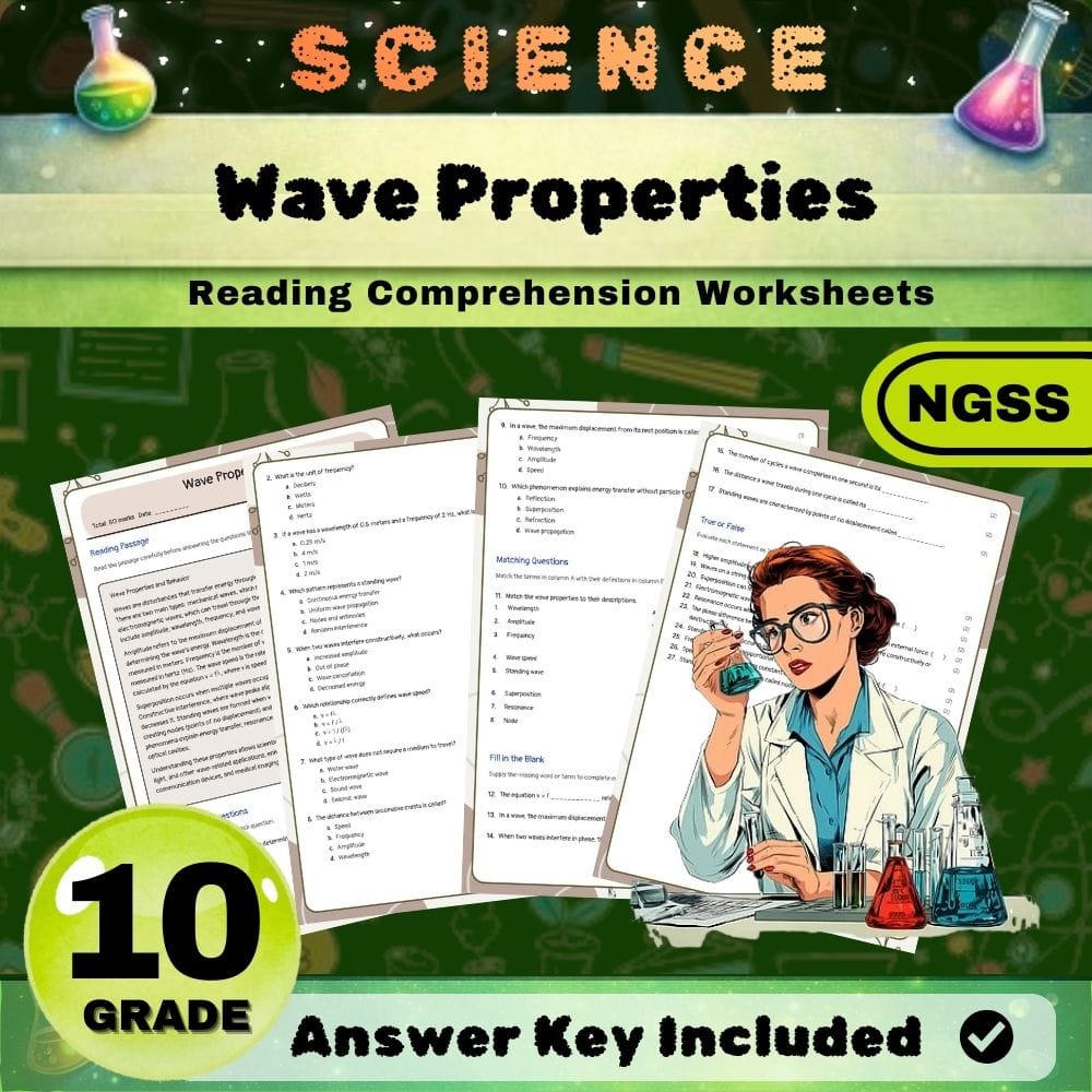 Grade 10 Science NGSS Bundle | Worksheets for Earth, Life & Physical Sciences — included worksheet 19