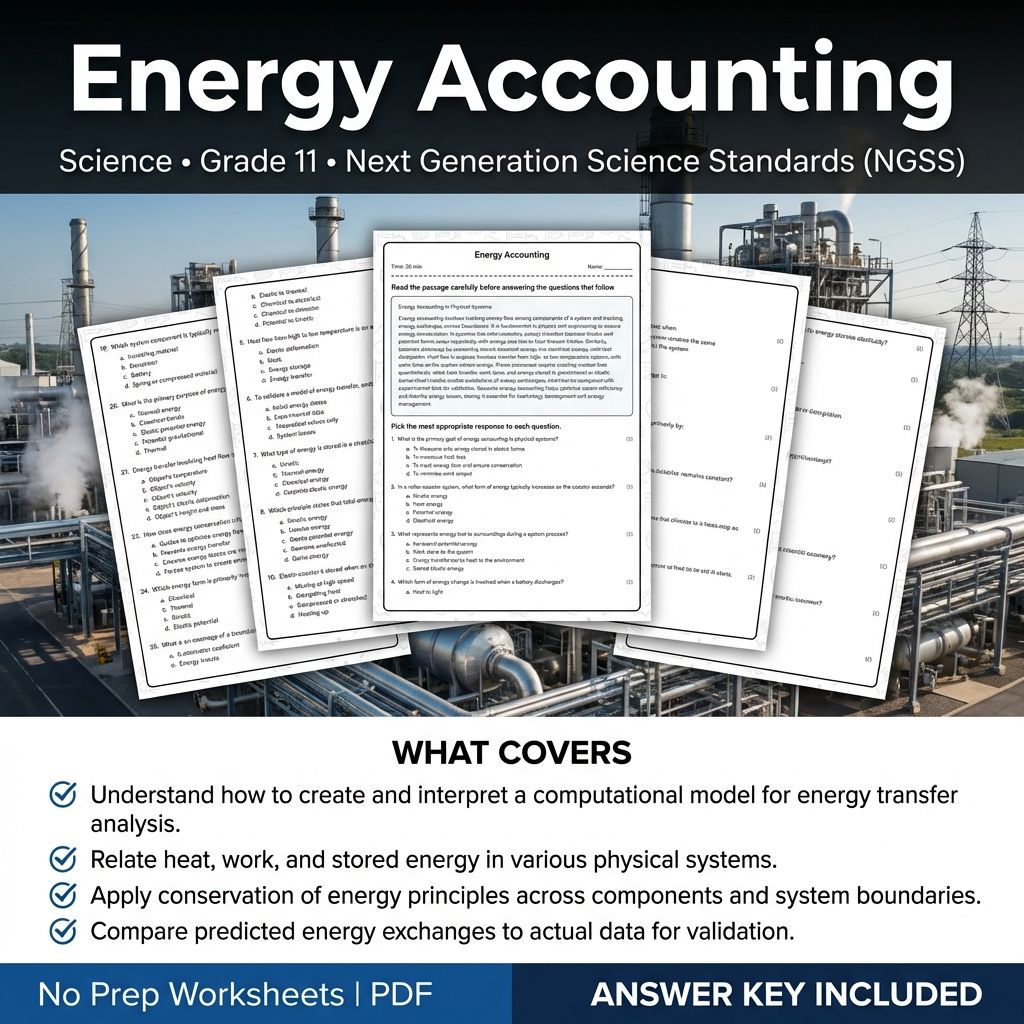 Grade 11 Science Unit Worksheet Pack | Energy, Heat Transfer & Power NGSS — included worksheet 3
