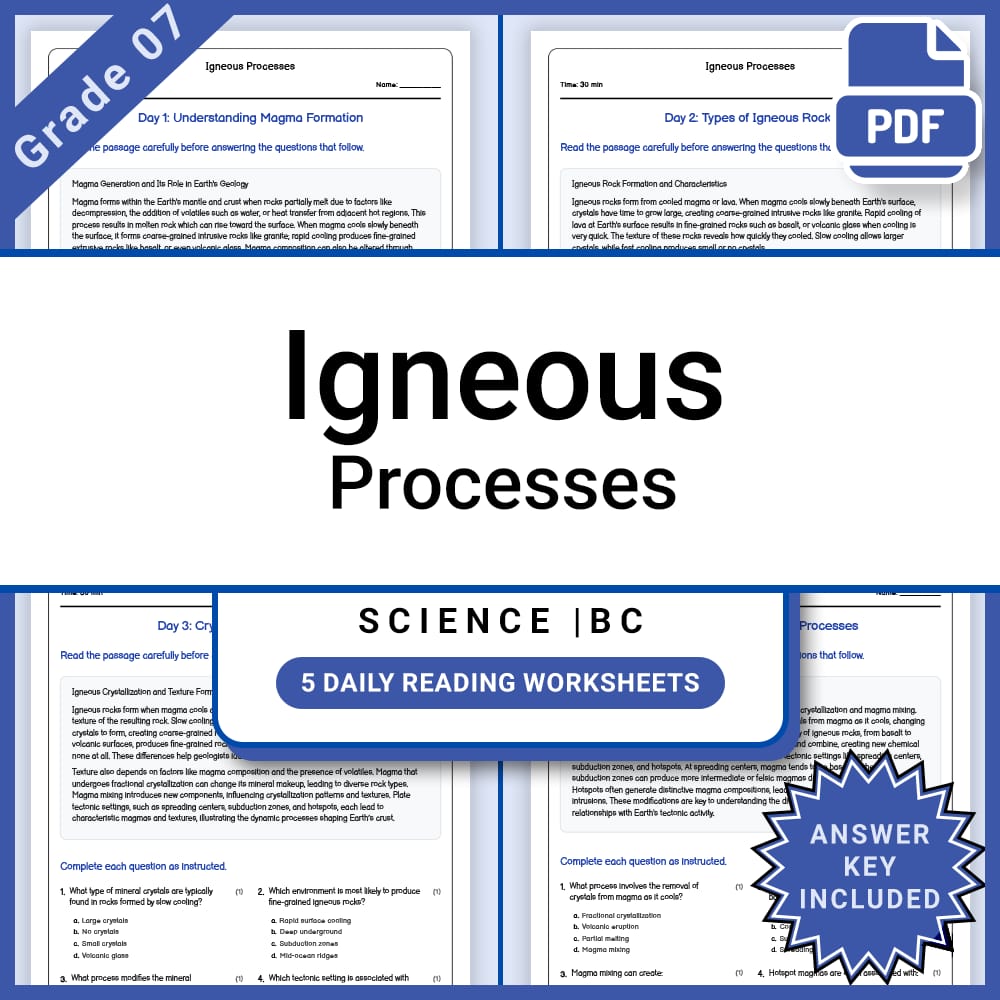 Grade 7 Science Lesson Group: Earth Processes & Landforms Bundle — included worksheet 6