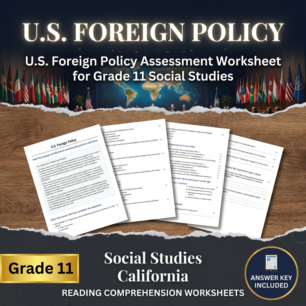 U.S. Foreign Policy Assessment Worksheet for Grade 11 Social Studies