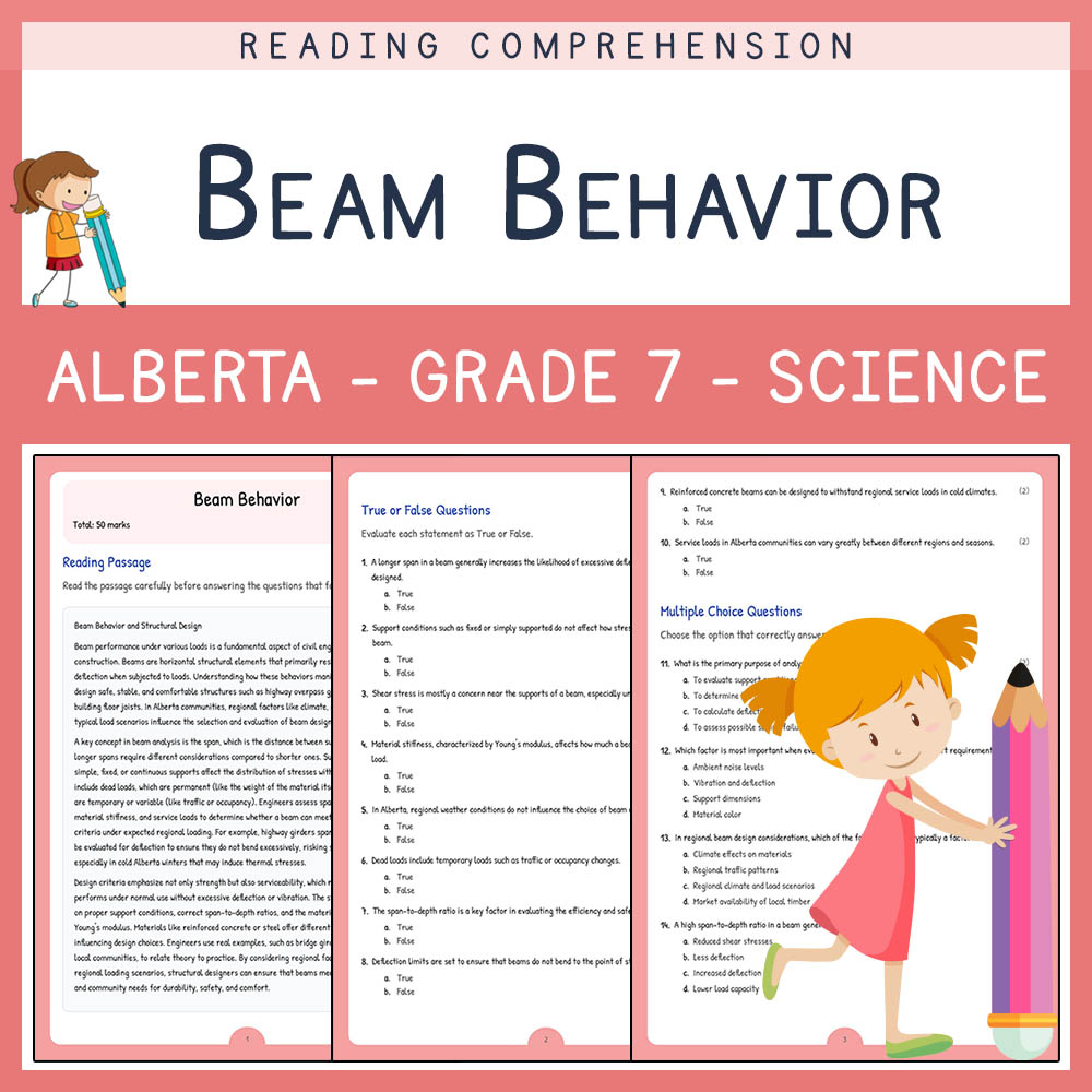 Grade 7 Science worksheet elena worksheet — Grade 7 Science | Beam Behavior Worksheet | Alberta Standards — page 1