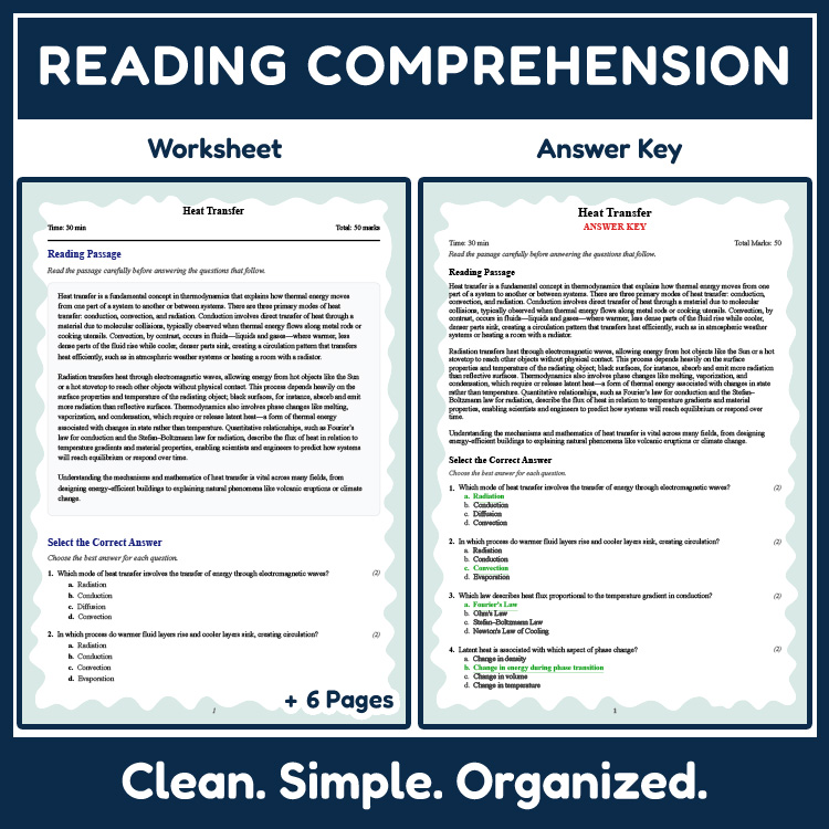 Grade 11 Science reading worksheets worksheet — 11th Grade Science | Heat Transfer Reading Worksheet & Answer Key (PDF) —…