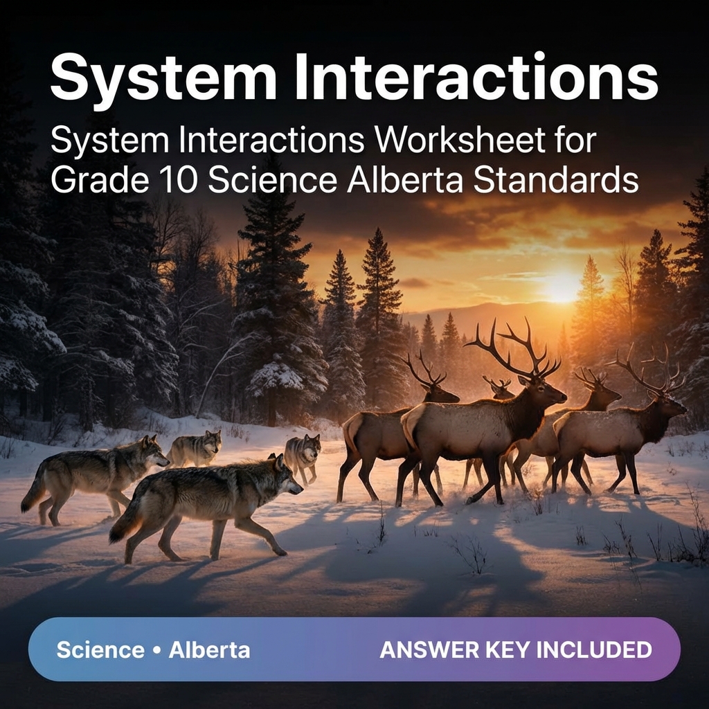 System Interactions Worksheet for Grade 10 Science Alberta Standards
