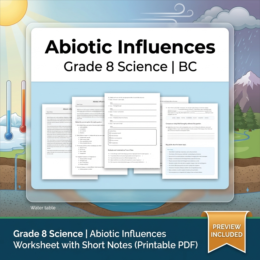 Grade 8 Science Lesson Bundle | Ecosystems, Biodiversity & Environmental Impacts — included worksheet 4