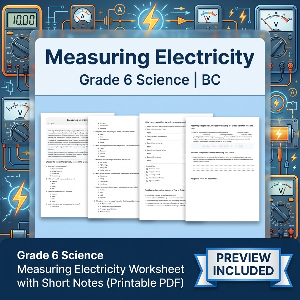Grade 6 Science | Energy, Waves & Circuits UNIT Bundle (BC Frame work) — included worksheet 4