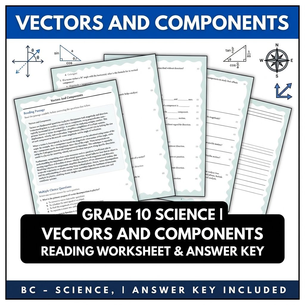 Grade 10 Science | Vectors and Components Reading Worksheet & Answer Key