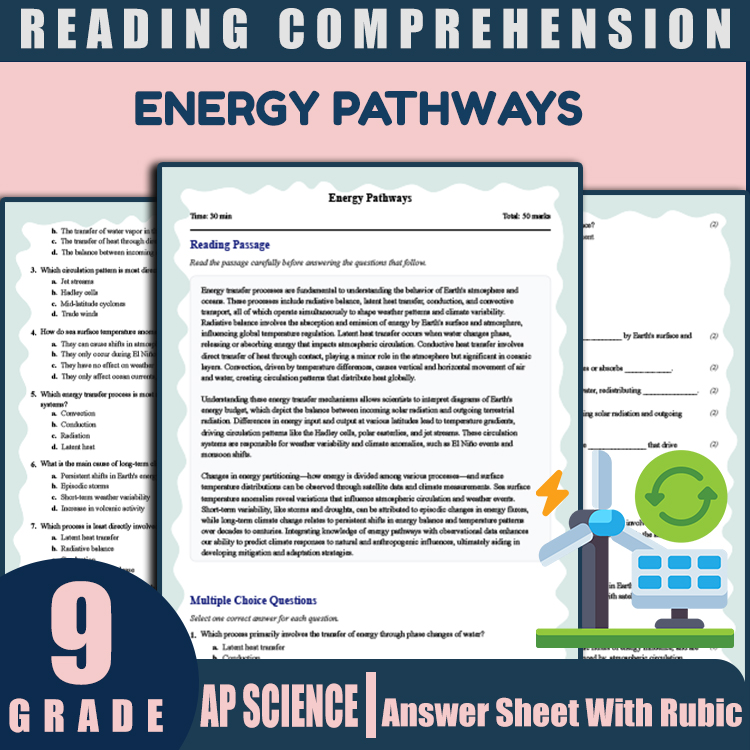 Grade 9 Science reading worksheets worksheet — 9th Grade Science | Energy Pathways Reading Worksheet & Answer Key (PDF) —…