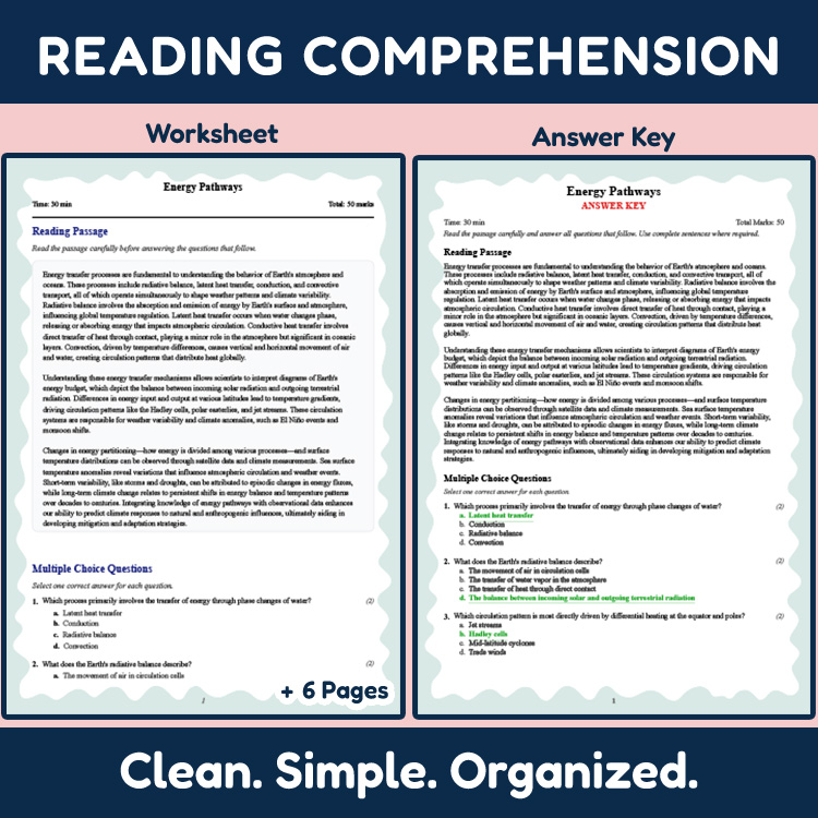 Grade 9 Science reading worksheets worksheet — 9th Grade Science | Energy Pathways Reading Worksheet & Answer Key (PDF) —…