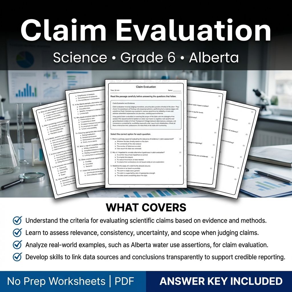 Grade 6 Science Worksheet | Claim Evaluation Practice & Assessment
