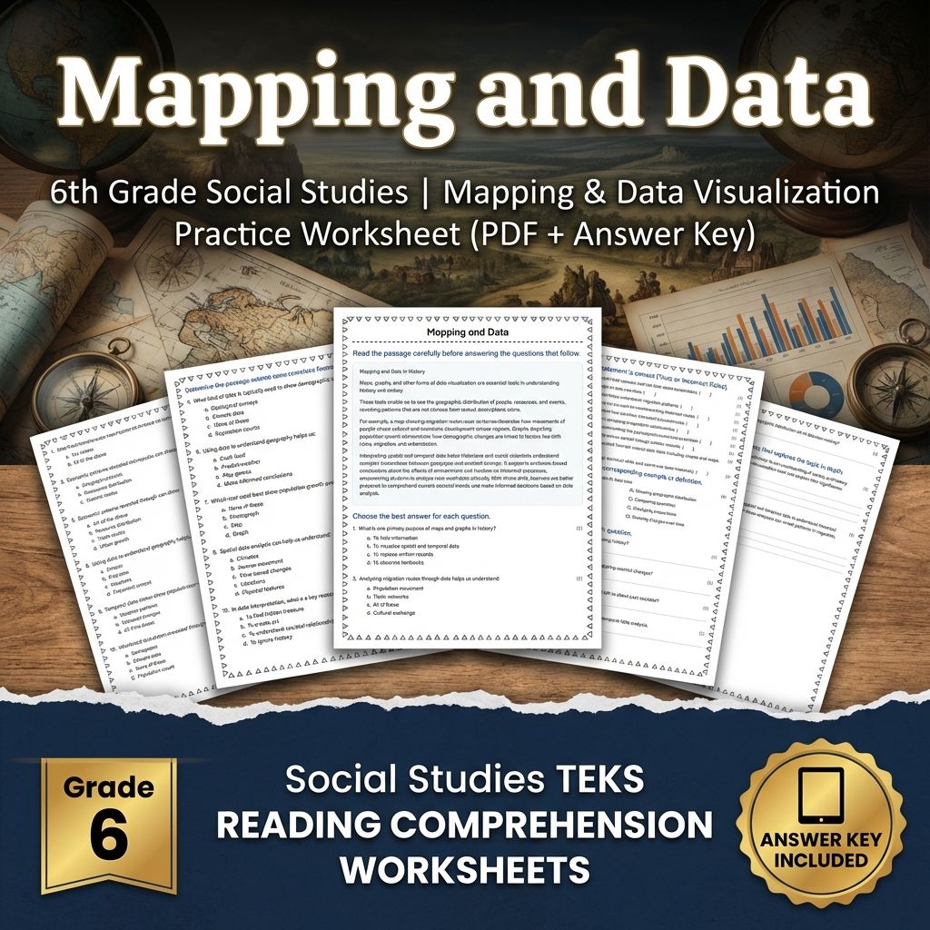 6th Social Studies | Mapping & Data Visualization Practice (PDF + Answer Key)