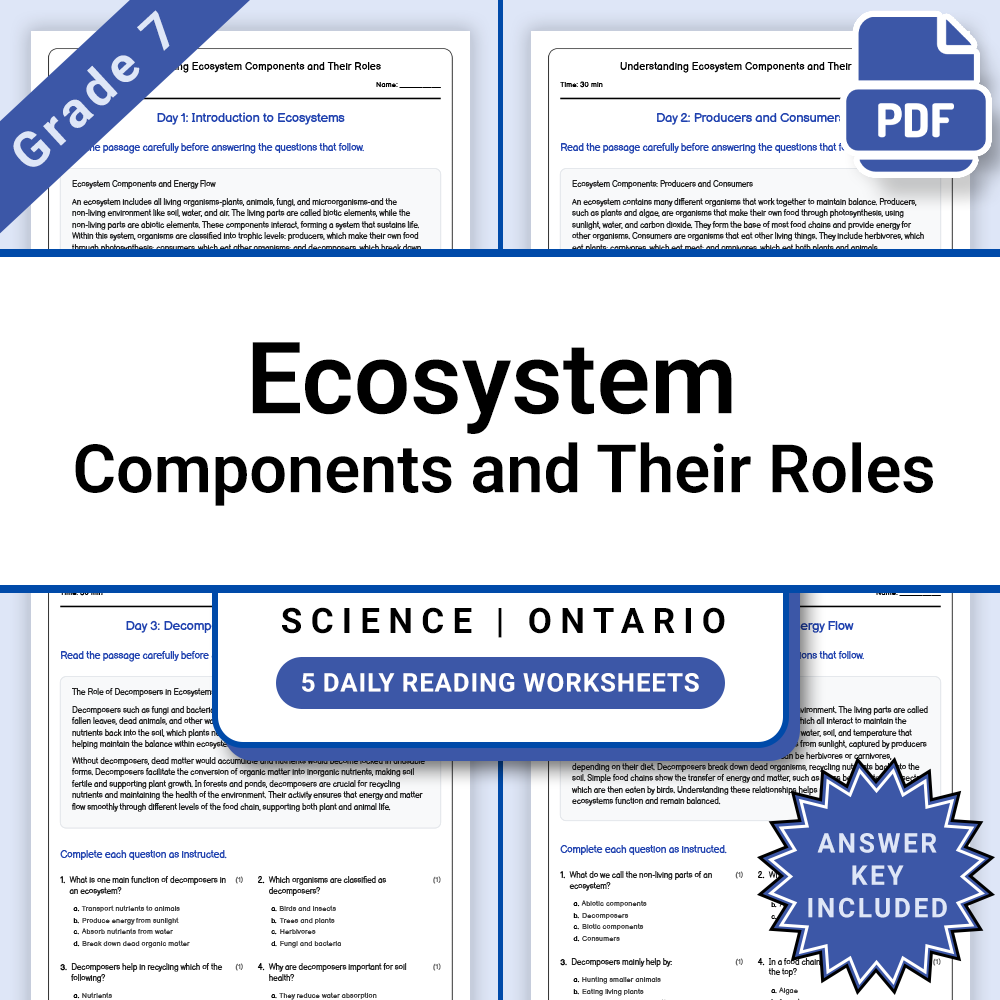 Grade 7 Science Lesson Group Bundle | Ecology & Ecosystems Framework — included worksheet 2
