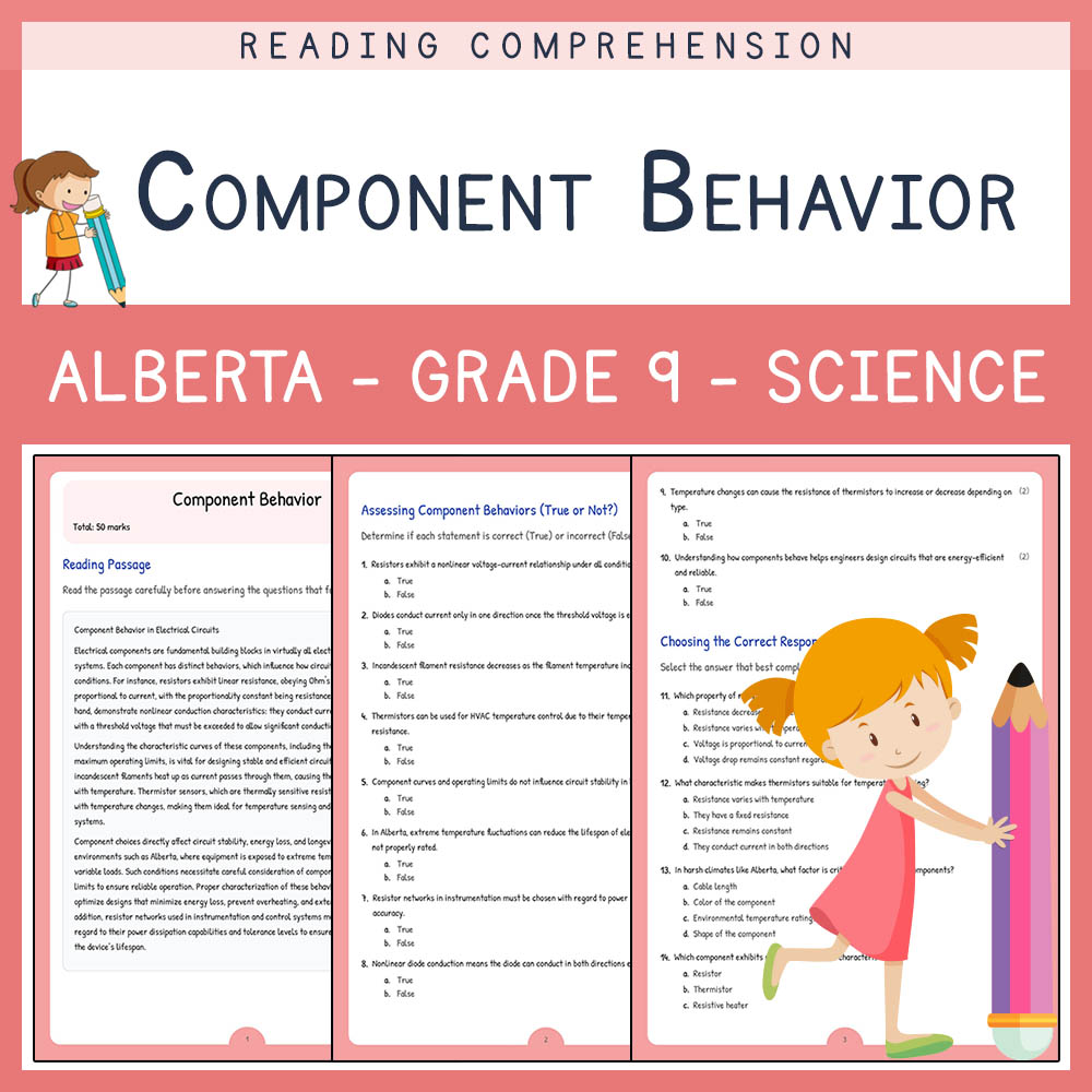Grade 9 Science worksheet elena worksheet — Grade 9 Science | Component Behavior Worksheet | Alberta Standards — page 1