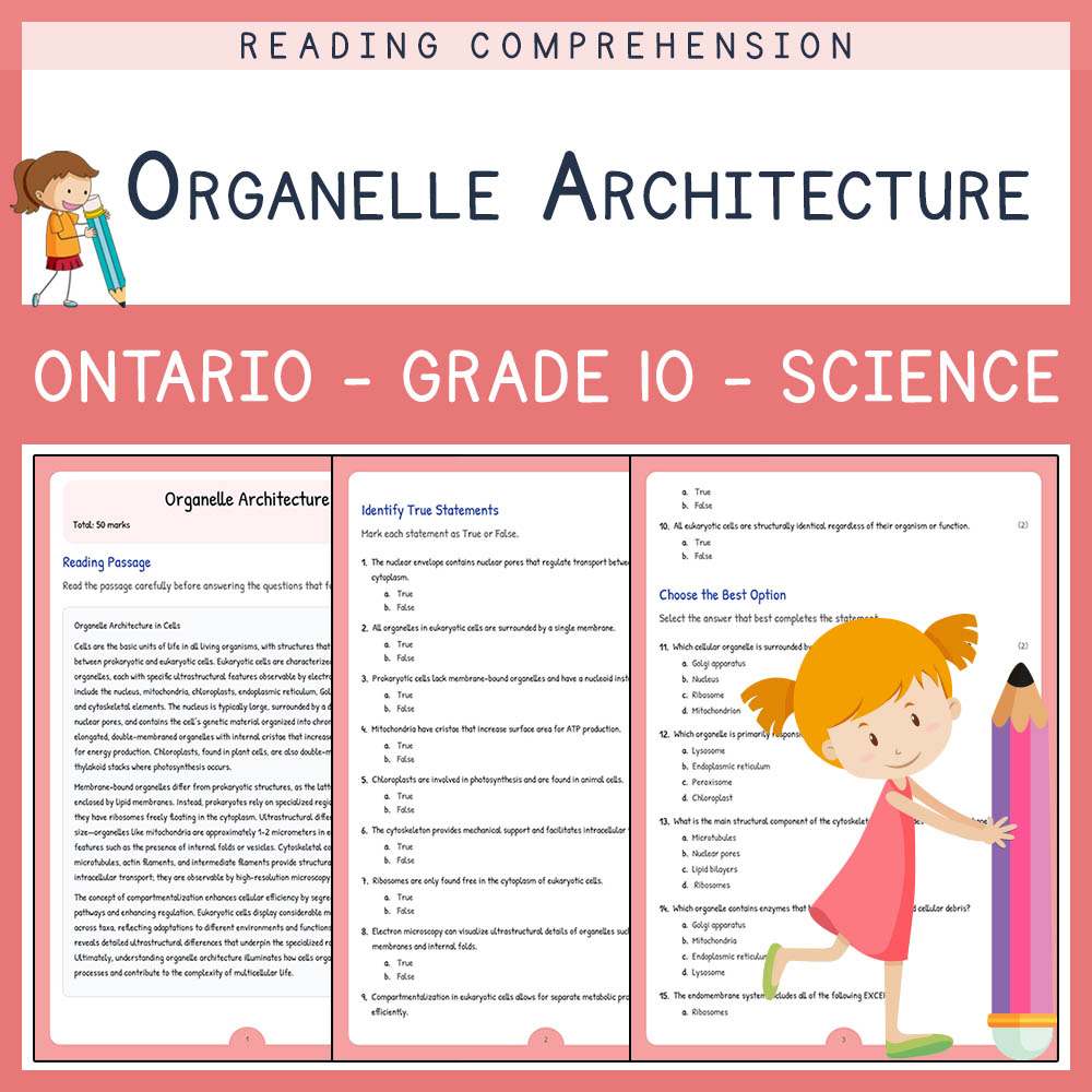 Grade 10 Science worksheet elena worksheet — Grade 10 Science |Organelle Architecture Worksheet | Ontario Standards — page 1