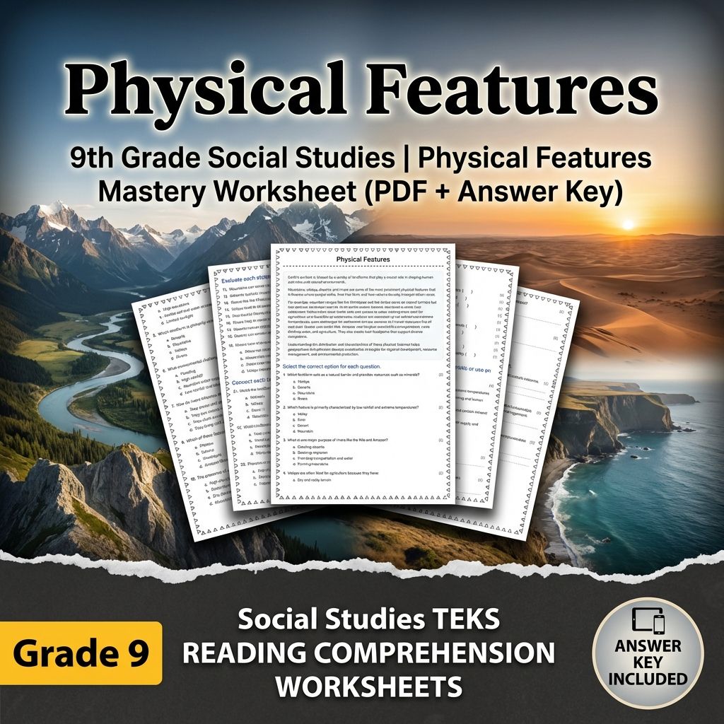 9th Grade Social Studies | Physical Features Mastery (PDF + Answer Key)