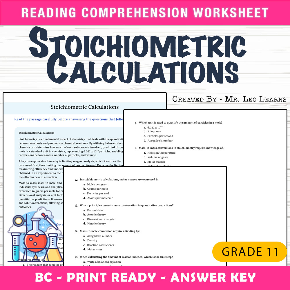 Grade 11 Science worksheet mcq paper worksheet — Grade 11 Science — Worksheet MCQ Paper for Mastering Stoichiometric Calcu…