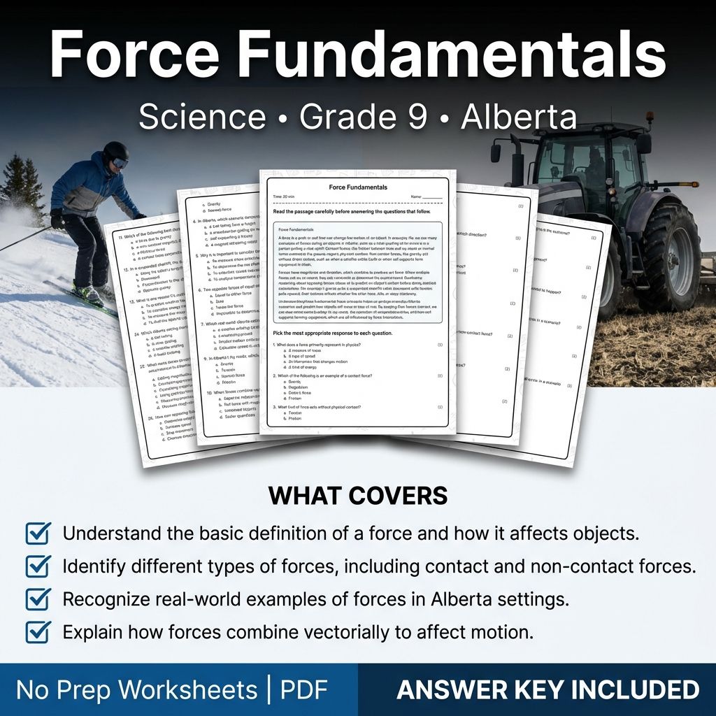 Force Fundamentals Worksheet Grade 9 Science Alberta Standards