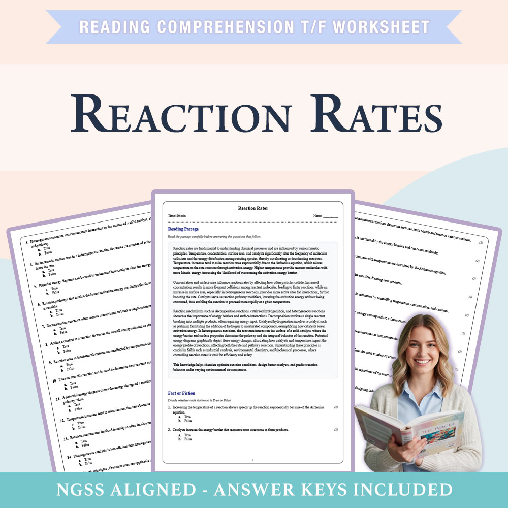 Grade 11 Science reading comprehensions true or false worksheet worksheet — 11th Grade Science | Reaction Rates Worksheet…